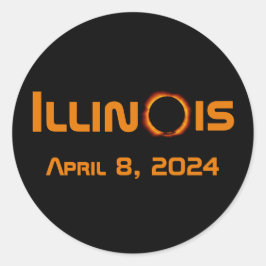 Adesivo Redondo Eclipse Solar Total de 2024 Illinois