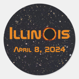Adesivo Redondo Eclipse Solar Total de 2024 Illinois