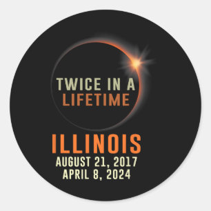 Adesivo Redondo Eclipse Solar Total De Illinois Duas Vezes Em Uma