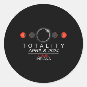 Adesivo Redondo Eclipse Solar Total de Indiana 2024