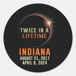 Adesivo Redondo Eclipse Solar Total De Indiana Duas Vezes Na Vida