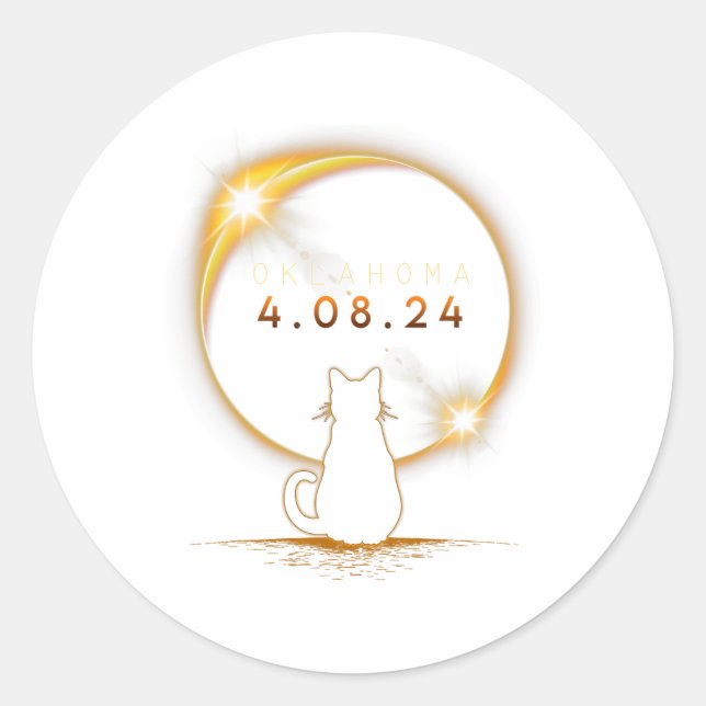 Adesivo Redondo Eclipse Solar Total de Oklahoma 2024 (Frente)