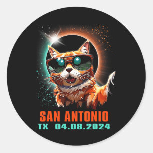 Adesivo Redondo Eclipse Solar Total de San Antonio Texas 2024