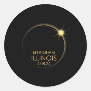 Adesivo Redondo Eclipse Solar Total Em Effingham Illinois 2024 Tot