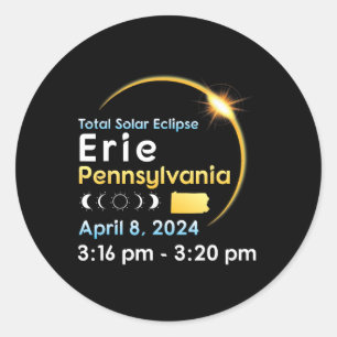 Adesivo Redondo Eclipse Solar Total Em Erie Pensilvânia Em Abril