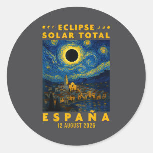 Adesivo Redondo Eclipse Solar Total Espanha 2026