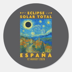 Adesivo Redondo Eclipse Solar Total Espanha 2026