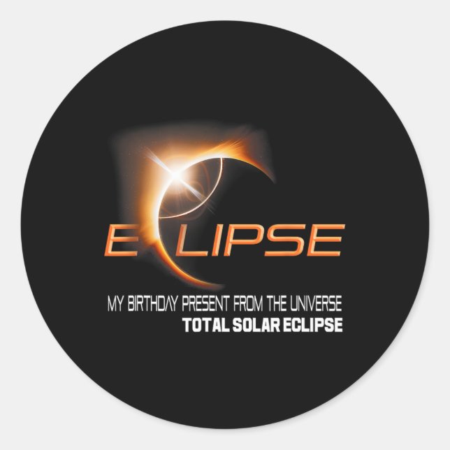 Adesivo Redondo Eclipse Solar Total Meu Aniversário Presente Da U (Frente)