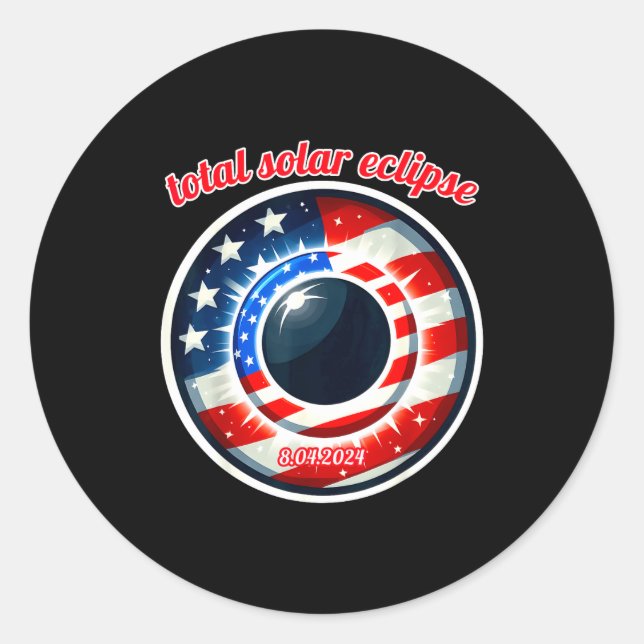 Adesivo Redondo Eclipse solar total nos EUA Texas 8.4.24 eclipse s (Frente)