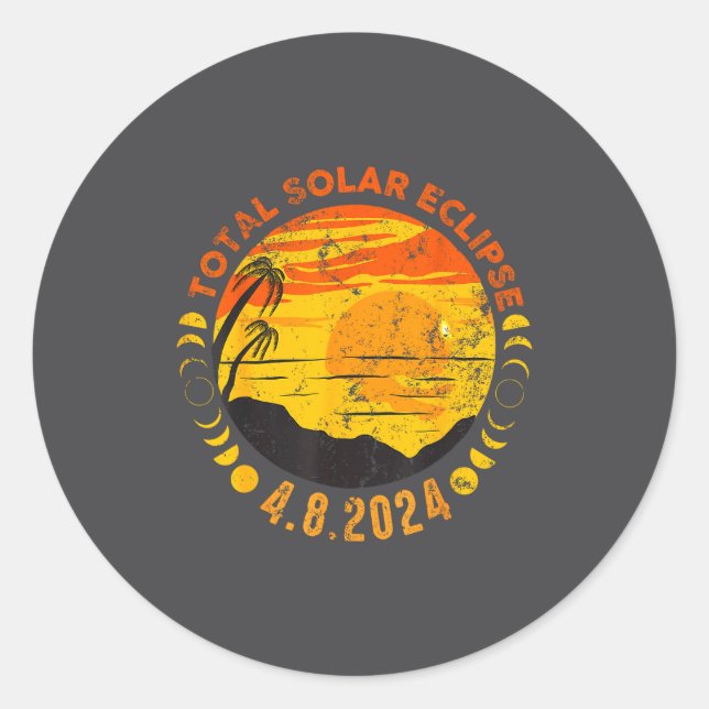 Adesivo Redondo Eclipse Solar Total Retro Eclipse (Frente)
