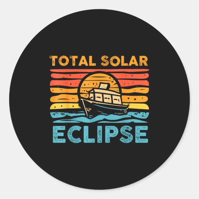 Adesivo Redondo Eclipse Solar Total Retro Eclipse (Frente)