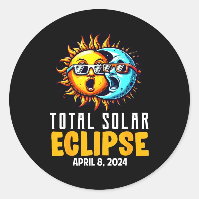 Adesivo Redondo Eclipse Solar Total Sol Dos EUA (Frente)