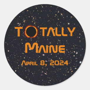 Adesivo Redondo Eclipse Solar Totalmente Maine 2024