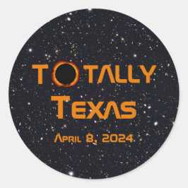 Adesivo Redondo Eclipse Solar Totalmente Texas 2024