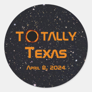 Adesivo Redondo Eclipse Solar Totalmente Texas 2024