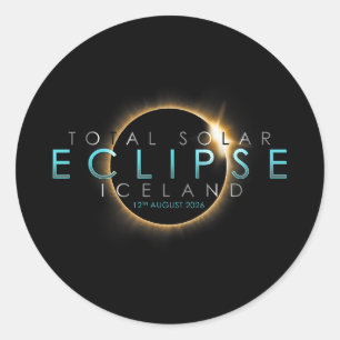 Adesivo Redondo Eclipse Total do Sol 12 de agosto de 2026 – Islând