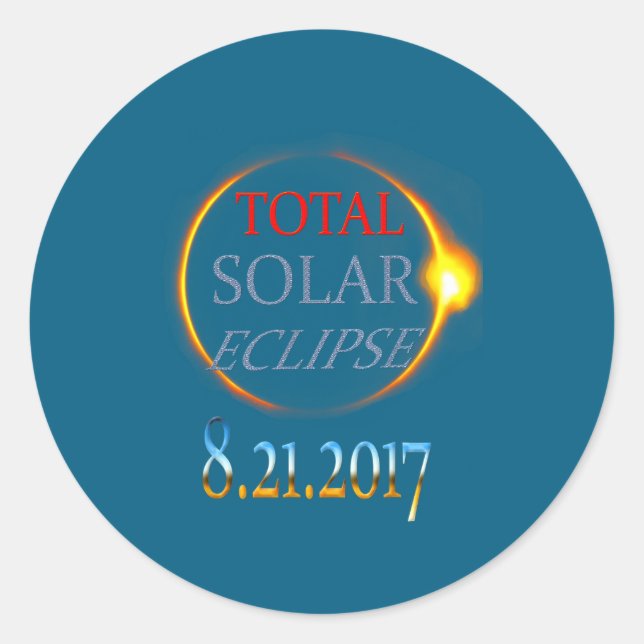 Adesivo Redondo Eclipse Total do Sol 2017 (Frente)