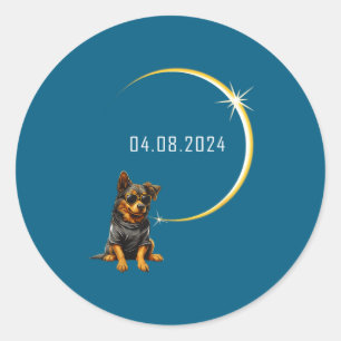Adesivo Redondo Eclipse Total do Sol Cachorro Total 2024 Totalidad