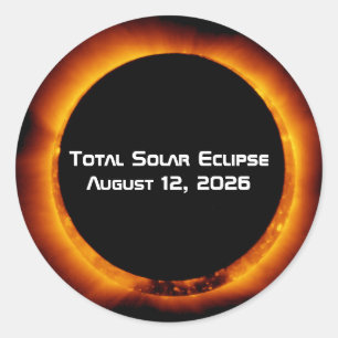 Adesivo Redondo Eclipse Total do Sol de 2026