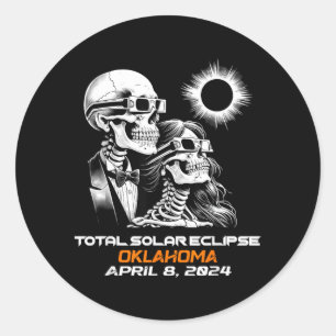 Adesivo Redondo Eclipse Total do Sol Esqueleto Oklahoma Ok