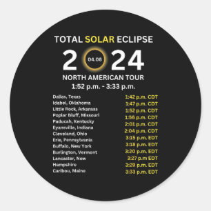 Adesivo Redondo Eclipse Total Solar 2024 8 de abril Caminho do Ecl