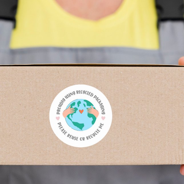 Adesivo Redondo Eco-Friendly Recycled Packaging earth green (Criador carregado)