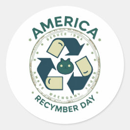 Adesivo Redondo Eco Warrior Recycle Day Shirt