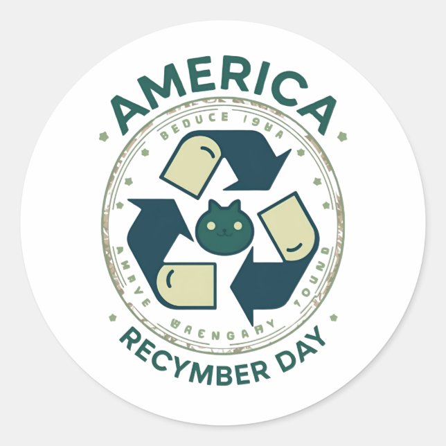 Adesivo Redondo Eco Warrior Recycle Day Shirt (Frente)