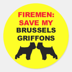Adesivo Redondo Economias do bombeiro meu Bruxelas Griffons