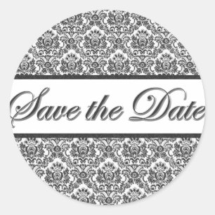 Adesivo Redondo Economias pretas & brancas do damasco a