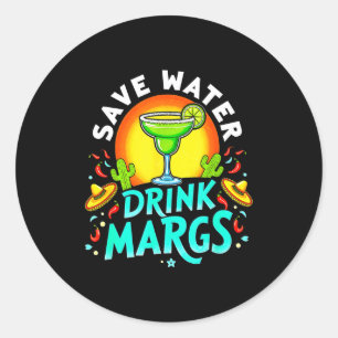 Adesivo Redondo Economize água beba margs álcool margarita mexican