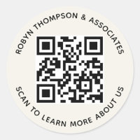 Ecru QR Code Stickers Personalizar Nome Comercial