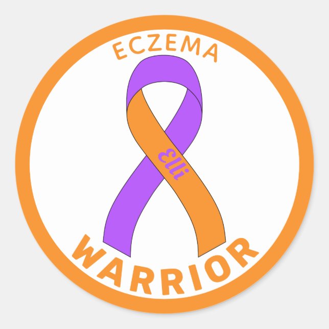 Adesivo Redondo Eczema Warrior Ribbon White Round Sticker (Frente)