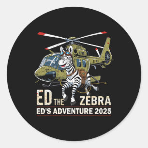 Adesivo Redondo Ed O Zebra Divertido Aventura Retro Vintage 2025 2