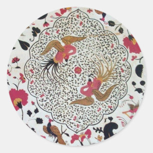 ADESIVO REDONDO EDEN/ CASAMENTO DE AVES AMIGAS, PAZ E ROSAS VERMEL