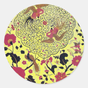 ADESIVO REDONDO EDEN/ CASAMENTO DE AVES AMIGAS, PAZ E ROSAS VERMEL