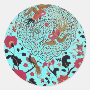 ADESIVO REDONDO EDEN/ CASAMENTO DE AVES DE AMOR, PAZ E ROSAS VERME