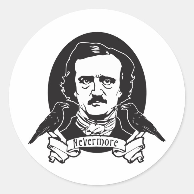 Adesivo Redondo Edgar Allan Poe (Frente)