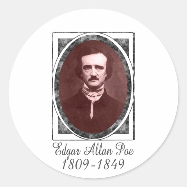 Adesivo Redondo Edgar Allan Poe (Frente)