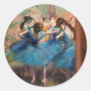Adesivo Redondo Edgar Degas - Dançarinos em azul