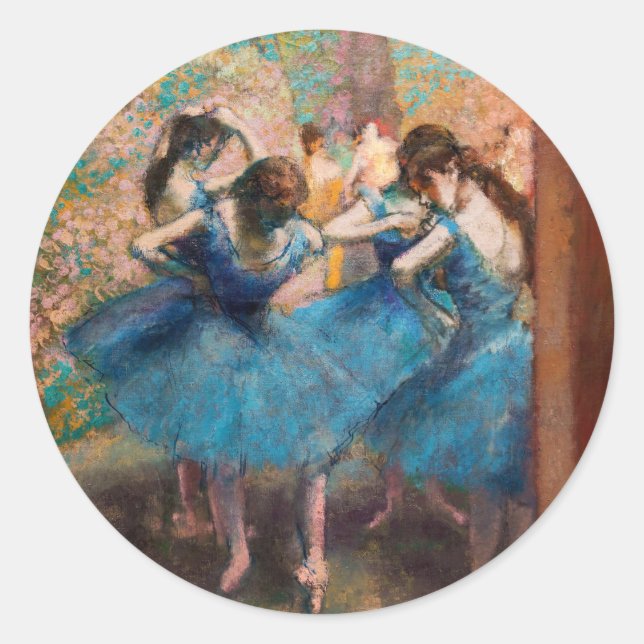 Adesivo Redondo Edgar Degas - Dançarinos em azul (Frente)