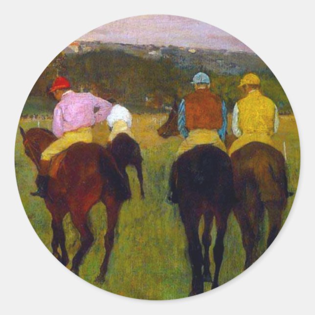 Adesivo Redondo Edgar Degas Race Horses em Longchamp (Frente)