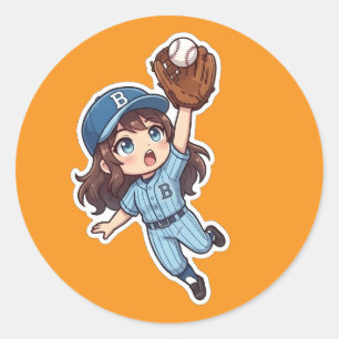 Adesivo Redondo Edição Chibi Baseball - Pega Saltitante