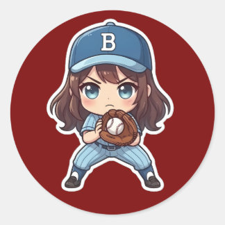 Adesivo Redondo Edição Chibi Baseball - Posição de Prontidão