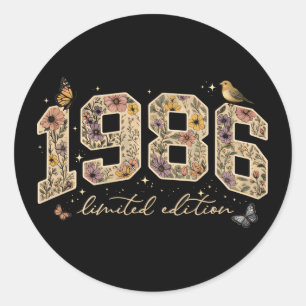 Adesivo Redondo Edição Limitada de 40º Aniversário Floral 1986