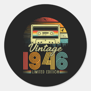 Adesivo Redondo Edição Limitada Retro Vintage 1946 80 Anos Bi