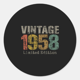 Adesivo Redondo Edição Limitada Vintage 1958 Presentes de Aniversá