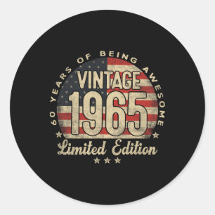 Adesivo Redondo Edição Limitada Vintage 1965 Presentes de 60 anos