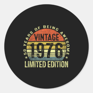 Adesivo Redondo Edição Limitada Vintage 1976 50 Anos 50º Aniversár