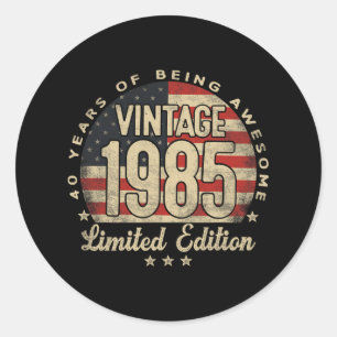 Adesivo Redondo Edição Limitada Vintage 1985 Presentes de 40 anos